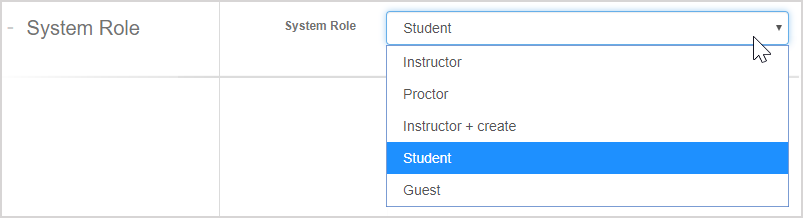 The System Role drop-down menu is the first menu on the Add User page.